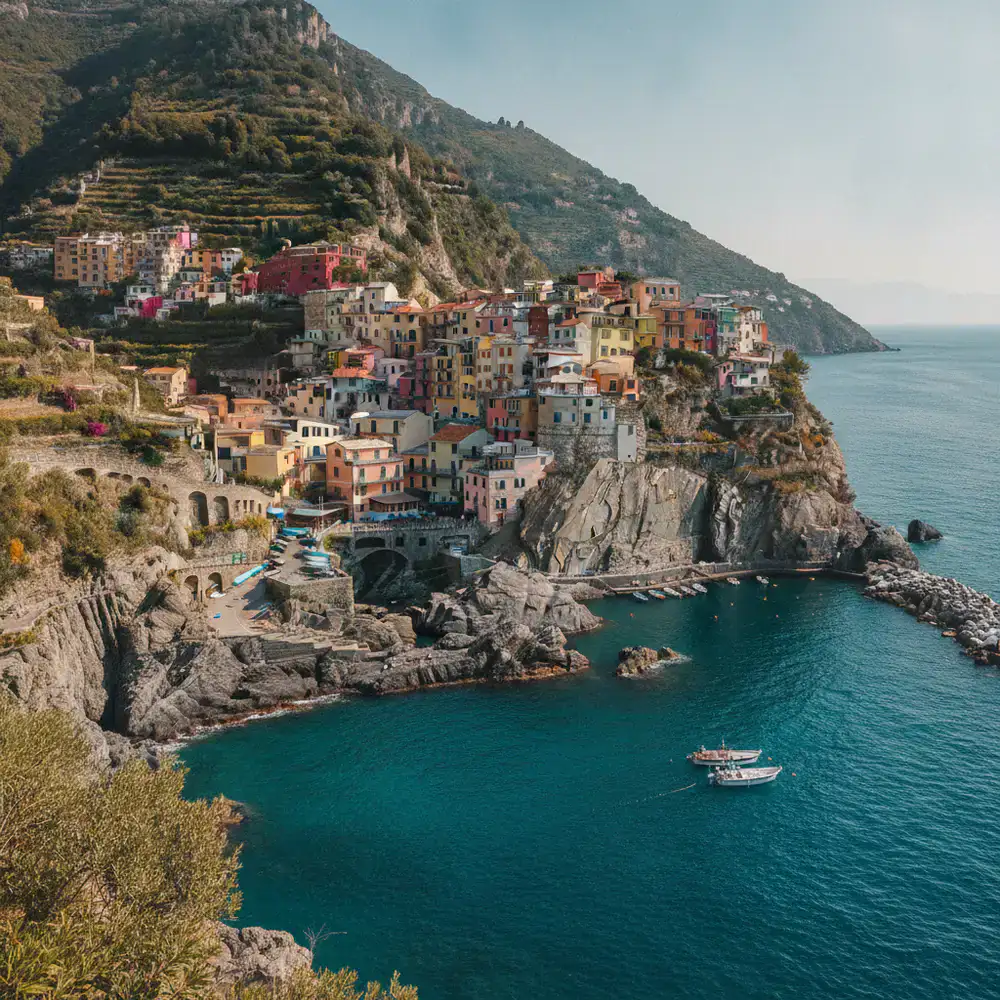 View of the colourful cliffside village on the Amalfi Coast